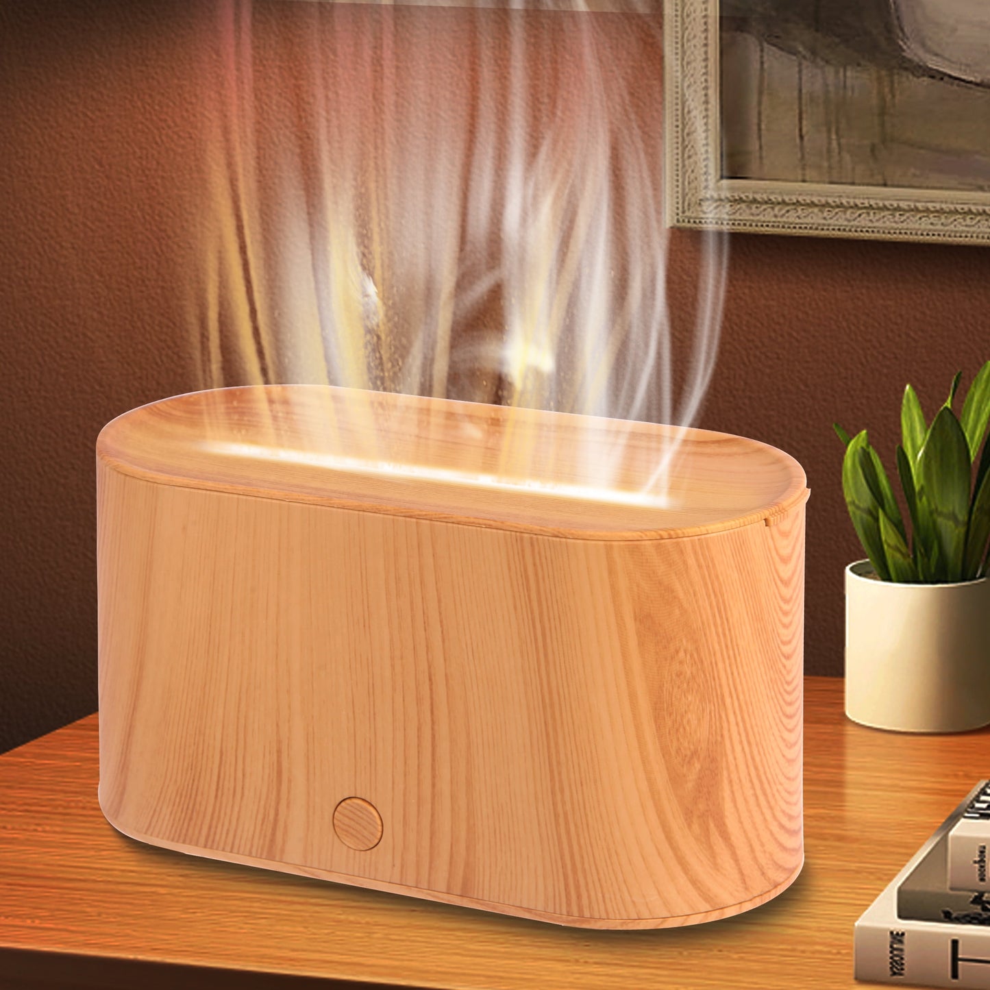 Essential Oil Diffuser Aromatherapy Aroma Air Diffuser with Flame Light , Black